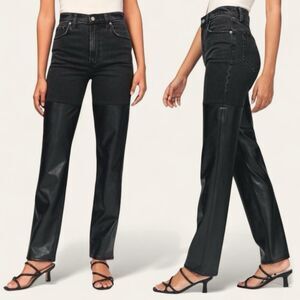 Abercrombie & Fitch Women’s Leather & Denim High Rise 90s Straight Jean 10/30